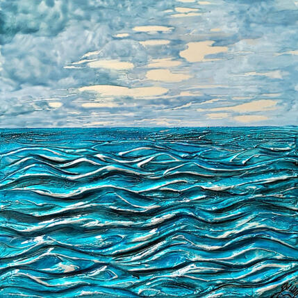 Painting LE SILENCE DE L' AUBE by Geiry | Painting Subject matter Marble powder, Pigments, Wood Landscapes, Marine, Minimalist, Pop icons