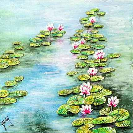 Painting LE JARDIN DES EAUX by Geiry | Painting Subject matter Marble powder, Pigments, Wood Pop icons
