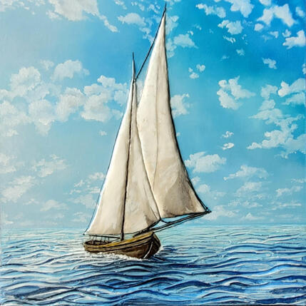 Painting L'ETOFFE DU LARGE by Geiry | Painting Subject matter Marble powder, Pigments Landscapes, Marine