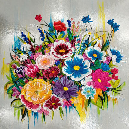 Painting REMANENCE FLORALE by Geiry | Painting Subject matter Marble powder, Pigments Minimalist