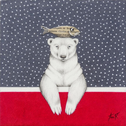 Painting Bear and Fish by Ann R | Painting