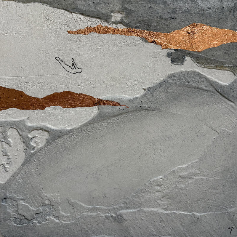 Gemälde SATURNO von Roma Gaia | Gemälde Materialismus Minimalistisch Acryl Sand