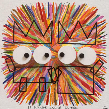 Peinture Bonheur, amour, joie par Mam | Tableau Pop-art Acrylique