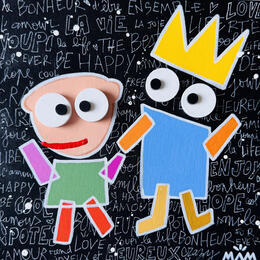 Painting MAIN DANS LA MAIN by Mam | Painting Pop-art Acrylic
