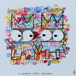 Peinture LE BONHEUR par Mam | Tableau Pop-art Acrylique