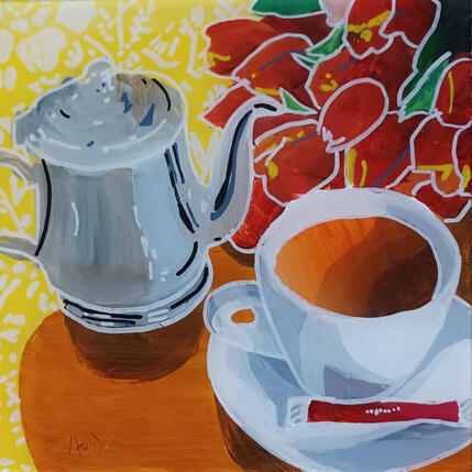 Painting Les tulipes au thé by Auriol Philippe | Painting
