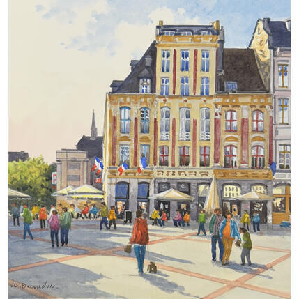 Painting Lille et sa grand place by Decoudun Jean charles | Painting