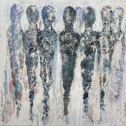 Painting Complicité  by Rocco Sophie | Painting Raw art Acrylic, Gluing, Sand Pop icons