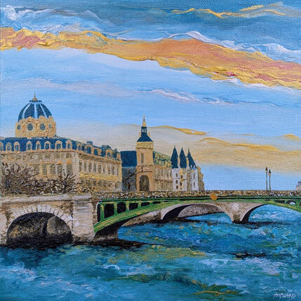 Peinture Ile de la Cité par Amblard Florence | Tableau