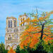 Peinture Notre Dame en automne par Amblard Florence | Tableau Paysages Nature Acrylique