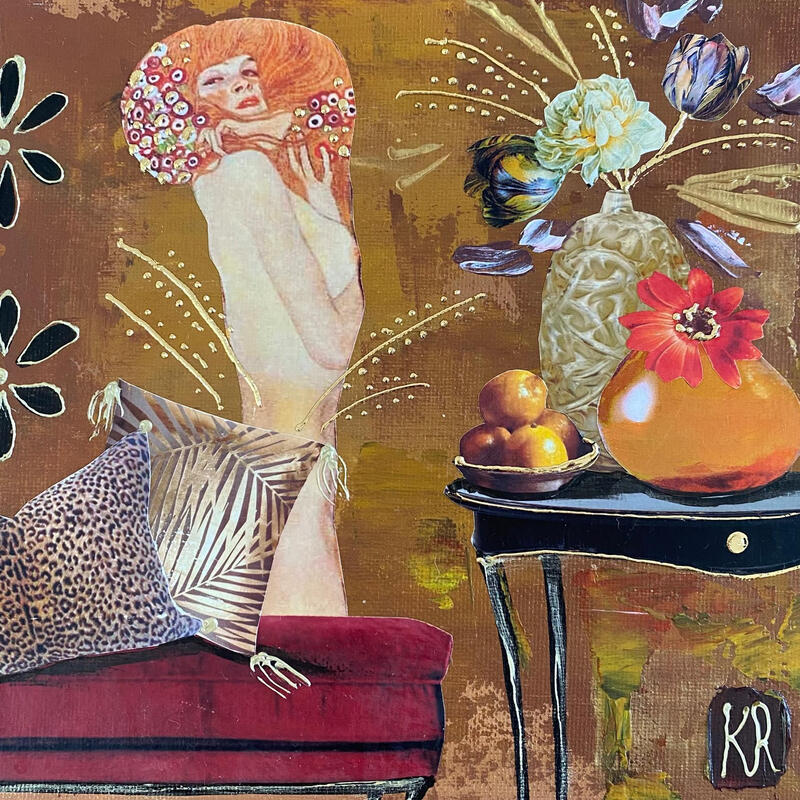 Painting Ma belle amie by Romanelli Karine | Painting Figurative Acrylic Gluing