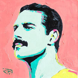 Gemälde Freddie Mercury von G.C.Popartist | Gemälde Pop-Art Öl Pop-Ikonen