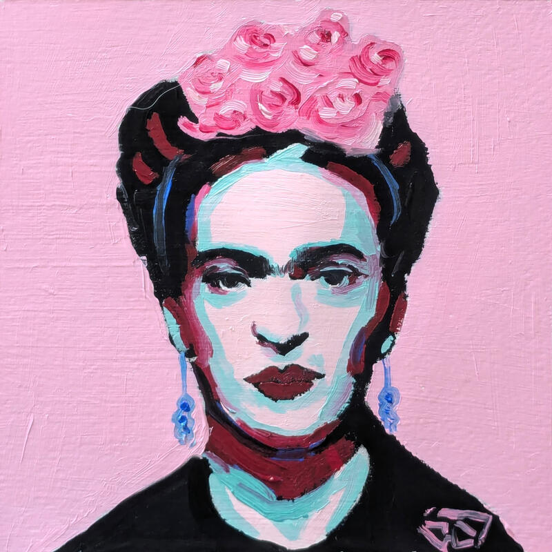 Peinture Frida Kahlo par G.C.Popartist | Tableau Pop-art Portraits Icones Pop Huile