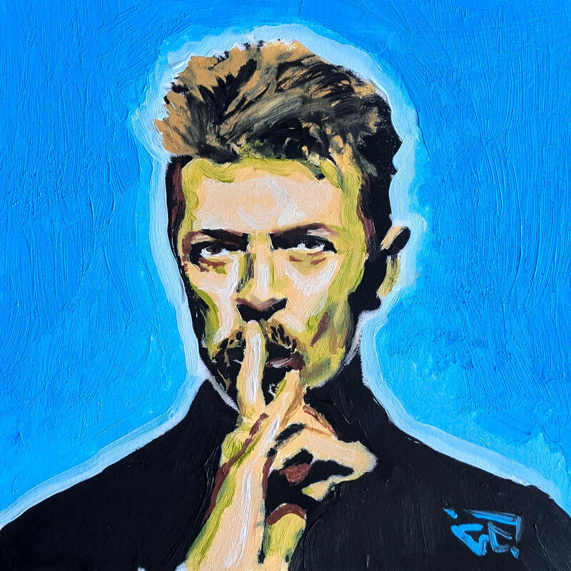Painting David Bowie by G.C.Popartist | Painting Pop-art Portrait Music Pop icons Oil