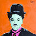 Gemälde Charlie Chaplin von G.C.Popartist | Gemälde Pop-Art Porträt Kino Pop-Ikonen Öl