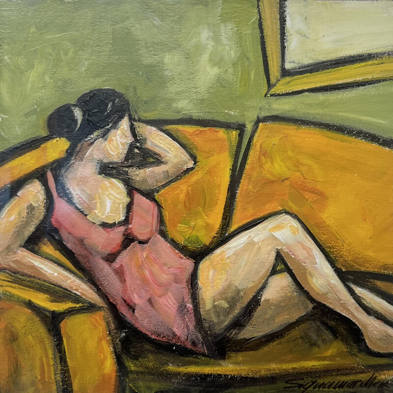 Painting Reflexion by Signamarcheix Bernard | Painting Naive art Acrylic Ink Pastel
