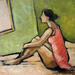 Painting Le lever by Signamarcheix Bernard | Painting Naive art Acrylic Ink Pastel