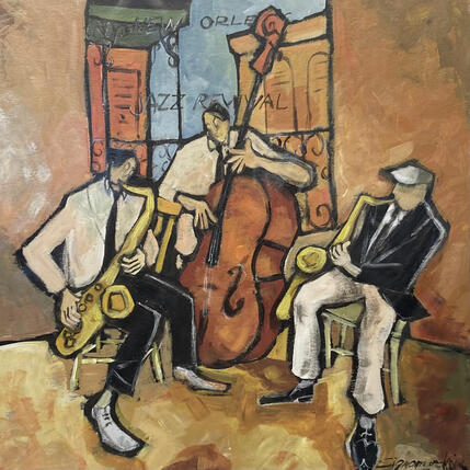Gemälde Jazz revival von Signamarcheix Bernard | Gemälde Naive Kunst Acryl, Pastell, Tinte