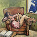 Gemälde Pause goncourt  von Signamarcheix Bernard | Gemälde Naive Kunst Acryl Tinte Pastell