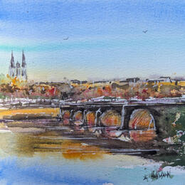 Painting Angers pont de Verdun à l’automne  by Hoffmann Elisabeth | Painting