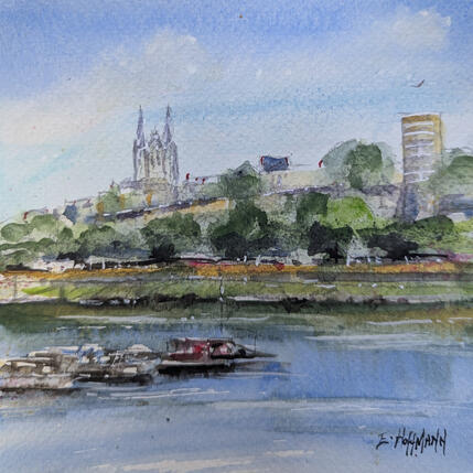 Painting Angers quais tranquille  by Hoffmann Elisabeth | Painting