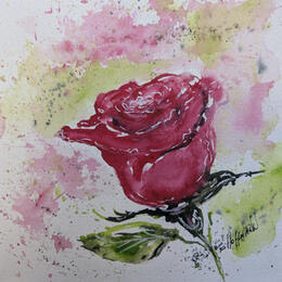 Painting Rose bouton rose  by Hoffmann Elisabeth | Painting