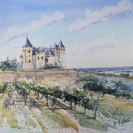 Painting Saumur les vignes devant le château  by Hoffmann Elisabeth | Painting