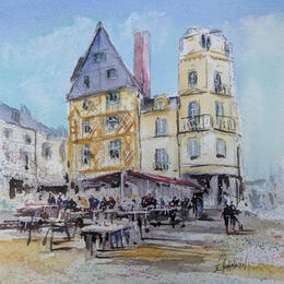 Painting Angers Maison d'Adam animée  by Hoffmann Elisabeth | Painting