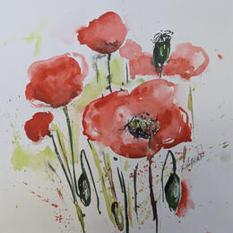 Painting Coquelicot en liberté  by Hoffmann Elisabeth | Painting