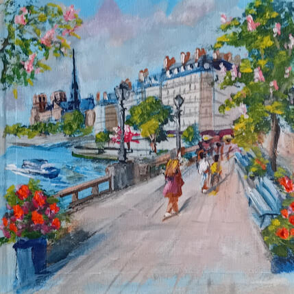 Gemälde Promenade vers l'île Saint Louis  von Degabriel Véronique | Gemälde