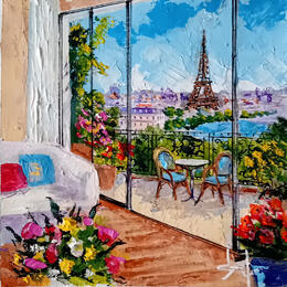 Gemälde Appartement parisien avec vue  von Degabriel Véronique | Gemälde