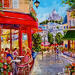 Gemälde On sort au restau à Montmartre  von Degabriel Véronique | Gemälde Figurativ Landschaften Urban Alltagsszenen Öl Acryl