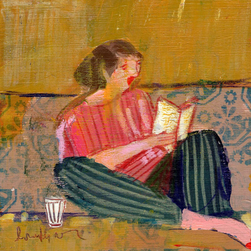 Painting Ce livre te plairait by Ral Lourdes | Painting Figurative Life style Wood Acrylic