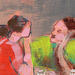 Painting Ce que nous seuls savons by Ral Lourdes | Painting Figurative Life style Wood Acrylic