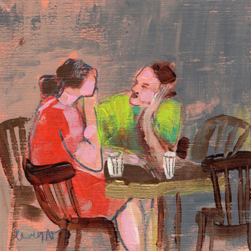 Painting Ce que nous seuls savons by Ral Lourdes | Painting Figurative Life style Wood Acrylic