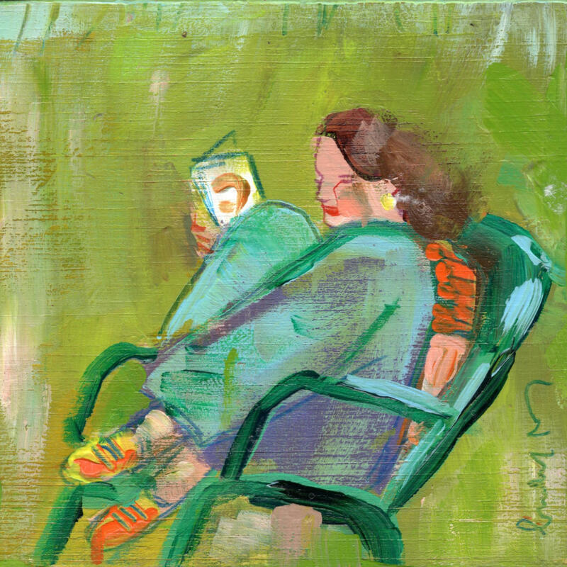 Painting Un peu de calme by Ral Lourdes | Painting Figurative Life style Wood Acrylic