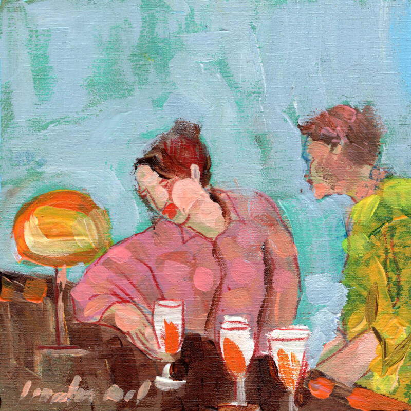 Peinture Ce qui ne se dit qu’à voix basse par Ral Lourdes | Tableau Figuratif Scènes de vie Acrylique