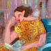 Painting Le livre que tu m’as prêté by Ral Lourdes | Painting Figurative Life style Acrylic