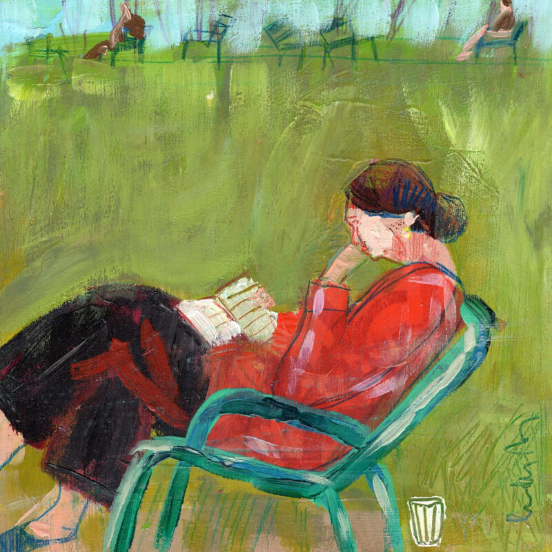 Painting Je resterais encore un peu ici by Ral Lourdes | Painting Figurative Life style Acrylic