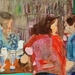 Painting Les conversations qui nous attendent by Ral Lourdes | Painting Figurative Life style Wood Acrylic