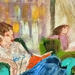 Painting Lire pendant que le monde passe by Ral Lourdes | Painting Figurative Life style Acrylic