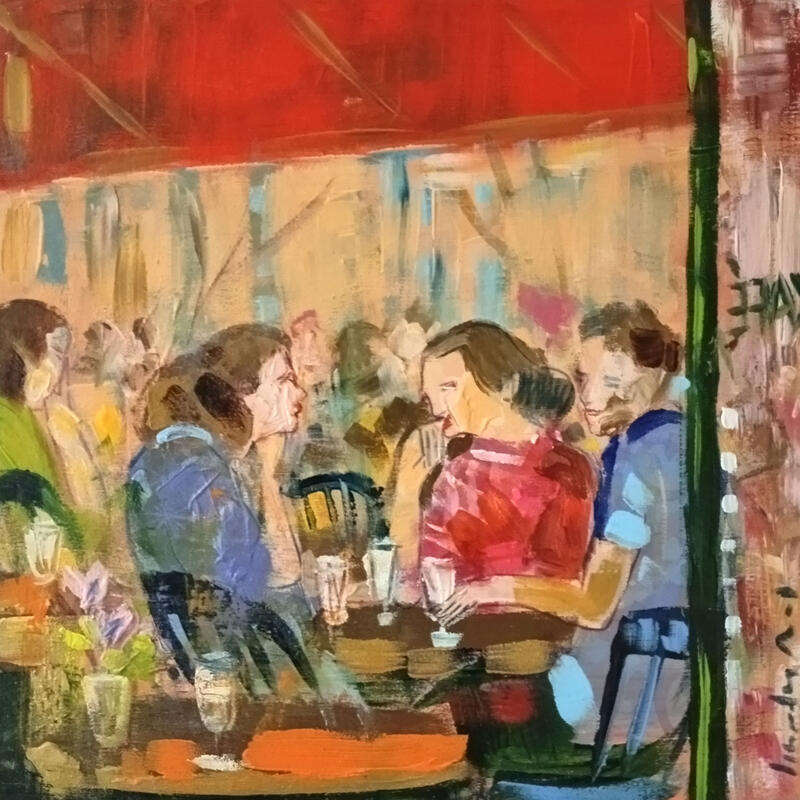 Painting Au milieu de tout ce monde, toi by Ral Lourdes | Painting Figurative Life style Acrylic