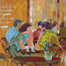 Painting Les conversations qui nous attendent by Ral Lourdes | Painting Figurative Life style Wood Acrylic