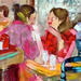 Painting Au milieu du bruit, toi et moi by Ral Lourdes | Painting Figurative Life style Acrylic
