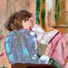 Painting Le café peut attendre by Ral Lourdes | Painting Figurative Life style Acrylic