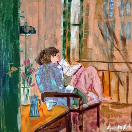 Painting Le café peut attendre by Ral Lourdes | Painting
