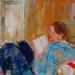Painting Un moment parmi les livres by Ral Lourdes | Painting Figurative Life style Acrylic