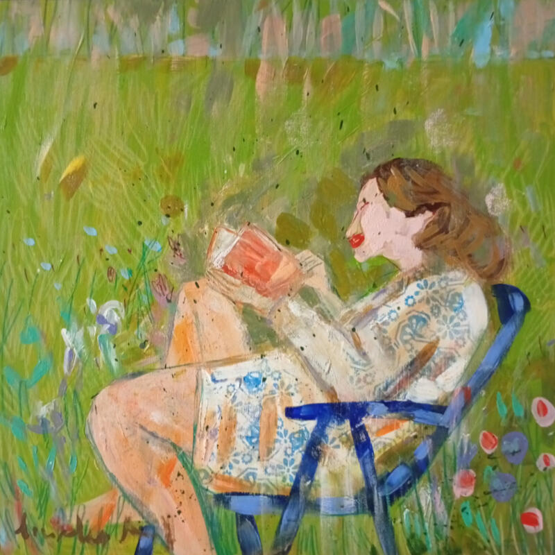 Painting Le silence qui me tient compagnie by Ral Lourdes | Painting Figurative Life style Acrylic