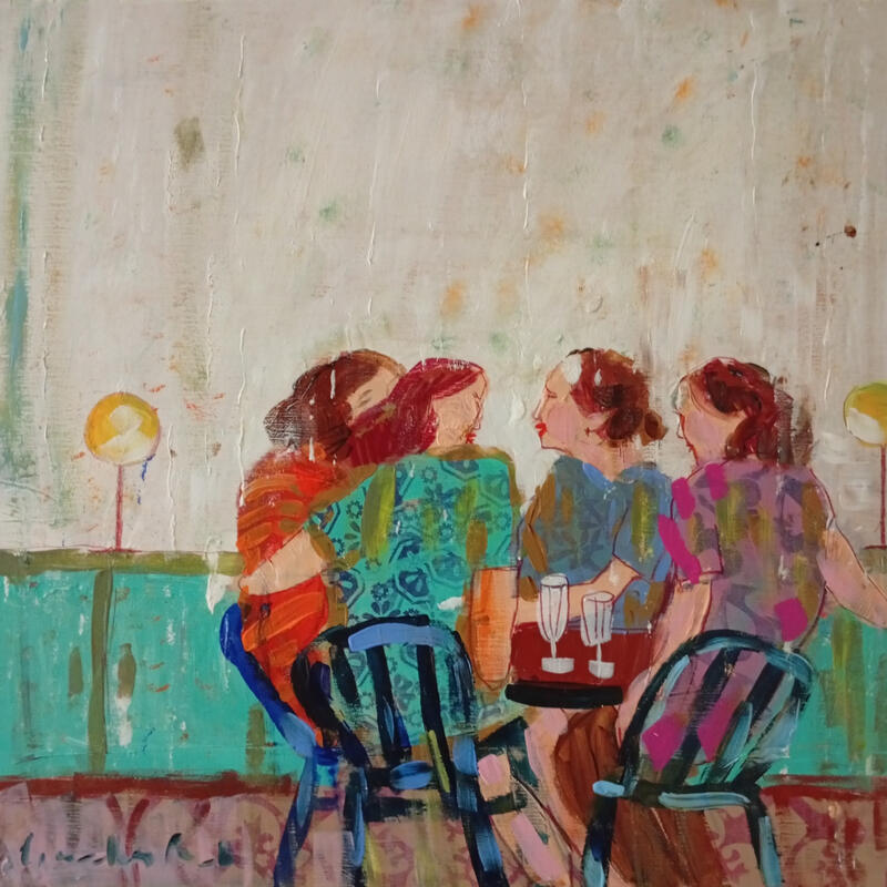 Painting Quand l’après-midi s’étire by Ral Lourdes | Painting Figurative Life style Acrylic