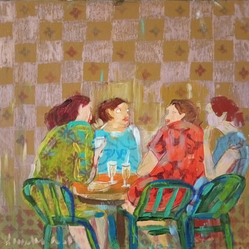 Painting Une table rien qu’à nous by Ral Lourdes | Painting Figurative Life style Acrylic